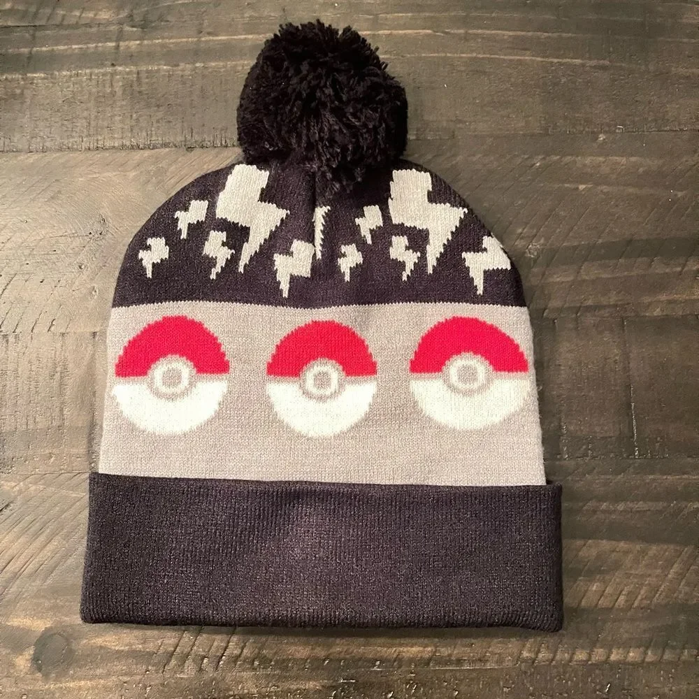 Pokémon Pikachu Beanie Winter Pom Pom Hat Youth L/XL